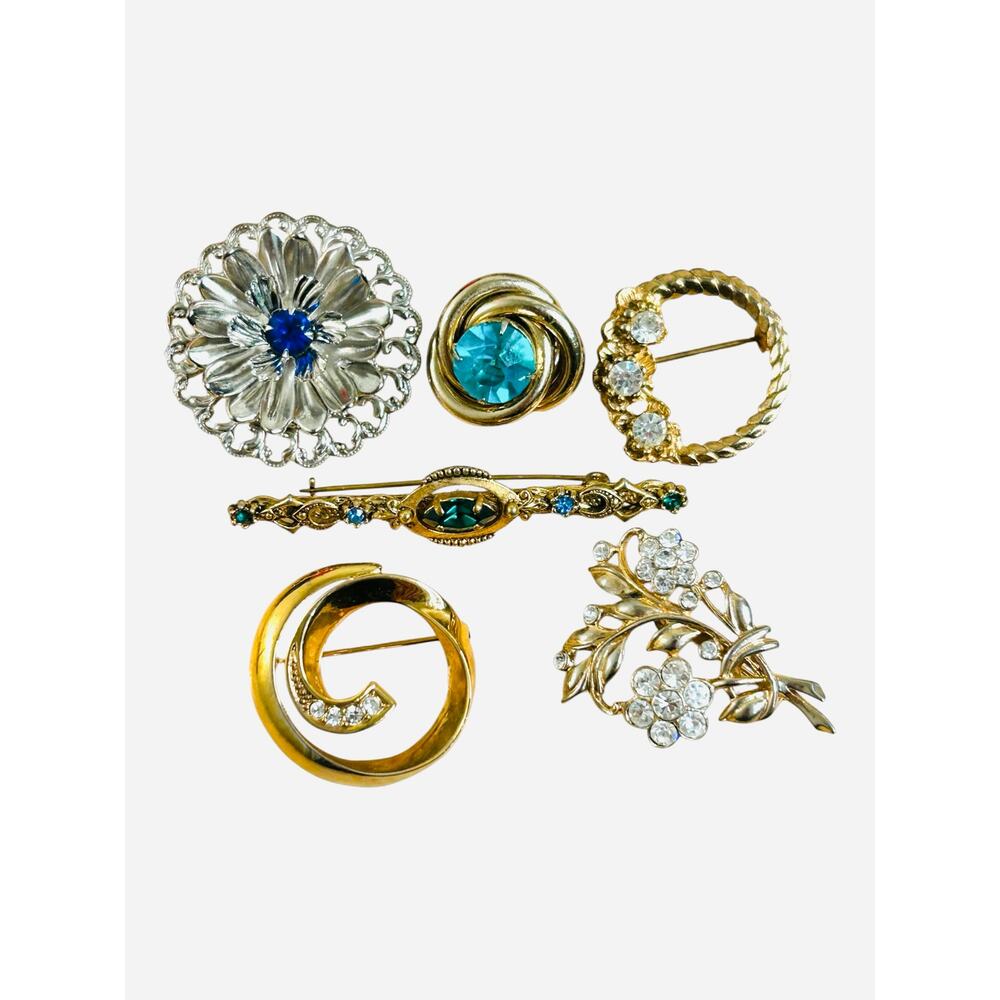 Lovely Vintage Brooches Small Lot Bar Circular Floral Good Vintage Condition